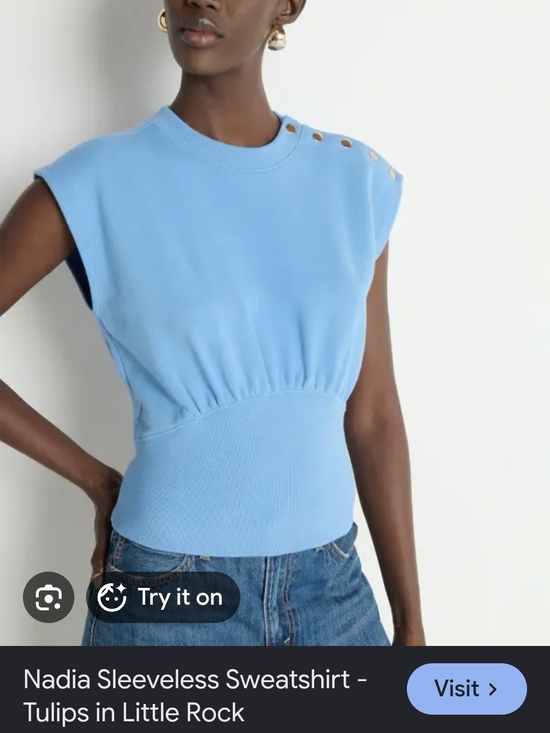 Anthropologie Tops - Nations LA Sleeveless Blue Knit Sweatshirt with SNAP Shoulder 158 RETAIL CURRENT